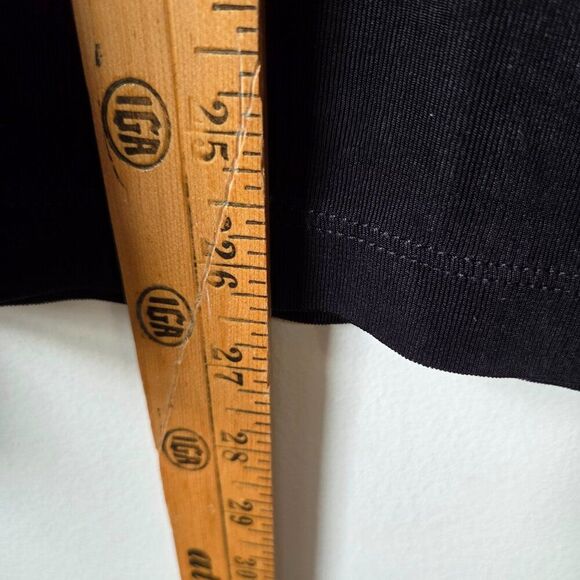 EUC PICADILLY FASHIONS BLACK SLINKY MOCK NECK SHORT SLEEVES TOP LARGE - Picture 15 of 15